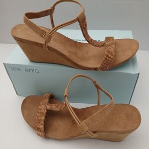 MILLIE STONE Sizes 8.5/ 7.5 Women's Tan Wedge Sandals New $18